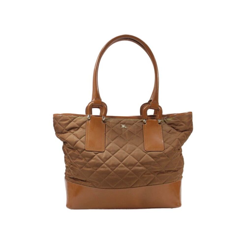 Burberry Womens Quilted Grange Snap Closure Tote Handbag Brown